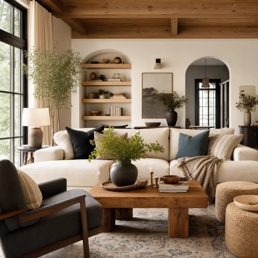 A bright, styled living room