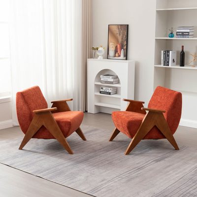 Kyajah 27.5" Chenille Solid Wood Armchair