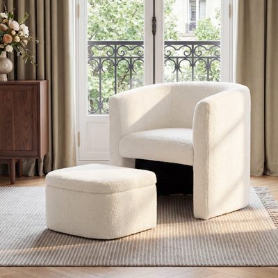 Braedin Upholstered Accent Chair with Storable Ottoman