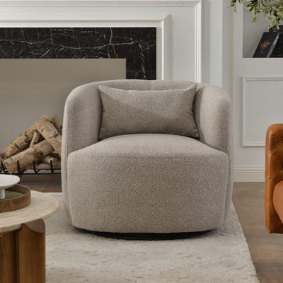 Jaydin 34" Wide Boucle Upholstered Swivel Armchair