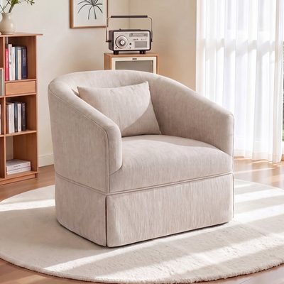360-Degree Swivel Upholstered Armchair with Accent Pillow