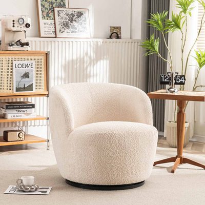 Hadriel Boucle Swivel Barrel Chair