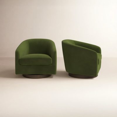 Bennett Upholstered Swivel Barrel Chair, Set of 2