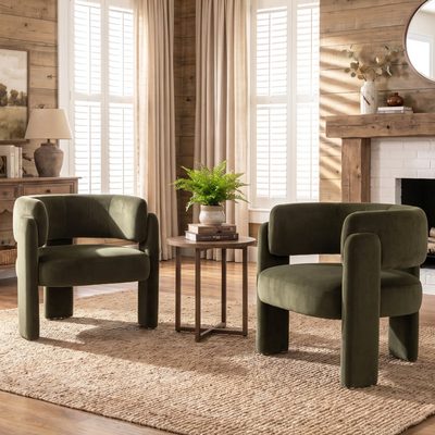 33" Wide Upholstered Modern 3-Leg Barrel Accent Chair