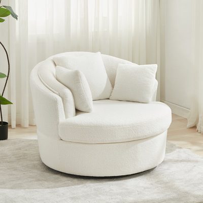 43.3" Oversized Upholstered Swivel Barrel Chair