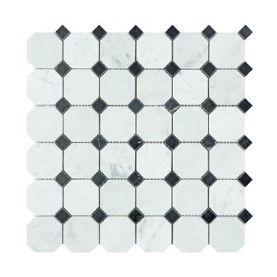 Octagon and Dot Marble Mosaic Tile