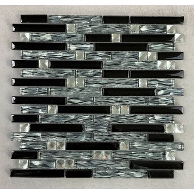 Glass and Metal Linear Mosaic Wall Tile
