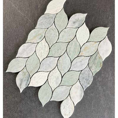 Ming Green Leaf Pattern Marble Mosaic Tile