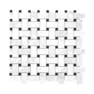 Carrara White and Black Onyx Basketweave Marble Mosaic Tile