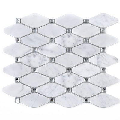 Supreme Tile Carrara White Hexagon Polished Marble Mosaic
