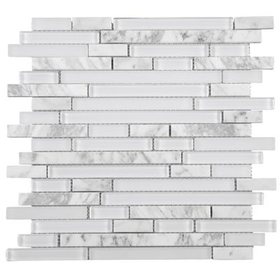 Natural Interlocking Glossy Glass Mosaic Tile