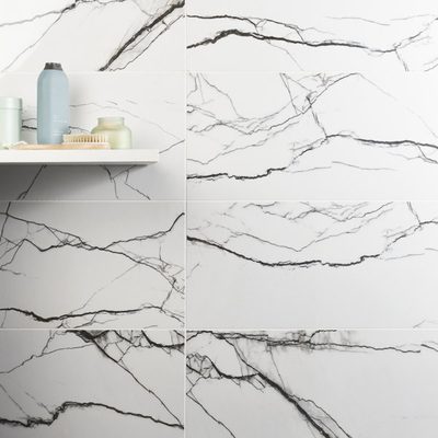Noir Breach Polished Porcelain Marble Look Tile