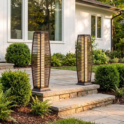 Freida Solar Powered Wicker Floor Lamp, Set of 2