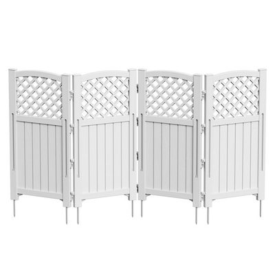 Outdoor Resin Privacy Screen, 4 Fence Panels
