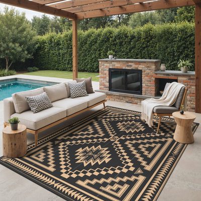 Shimeek Reversible Waterproof Plastic Straw Outdoor Mat