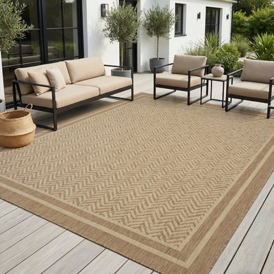 Modern Herringbone Geometric Indoor/Outdoor Rug