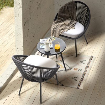 Kulp 3-Piece Woven Rope Patio Bistro Set