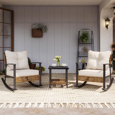 Aljaquan 2-Person Wicker Rocking Seating Group