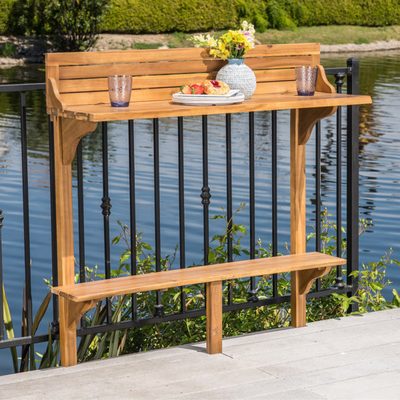 Bushnell Rustic Acacia Balcony Bar Table