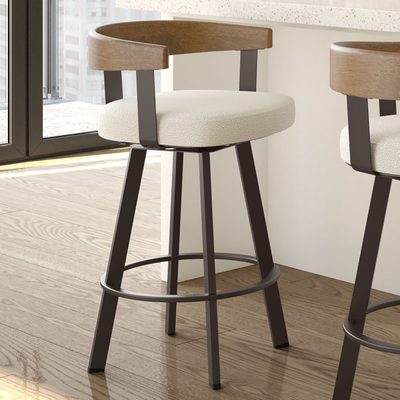 Drees Swivel Upholstered Counter and Bar Stool with Wood Backrest