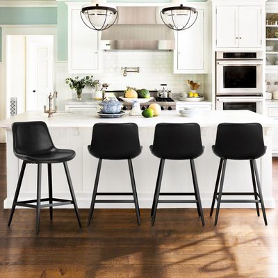 Rasnick Faux Leather Counter and Bar Stool with Iron Frame