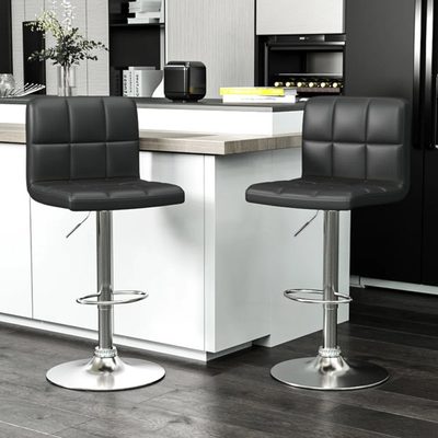 Swivel Upholstered Adjustable Height Counter Stool with Metal Frame