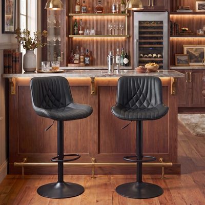 Zager Faux Leather Swivel Adjustable Height Bar Stool