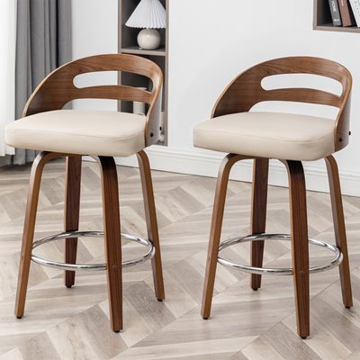 Hesson Swivel Faux Leather Low Back Bar Stools