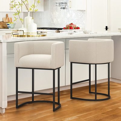 Vernon 27" Barrel Counter Stools with Backrest and Arms, Set of 2