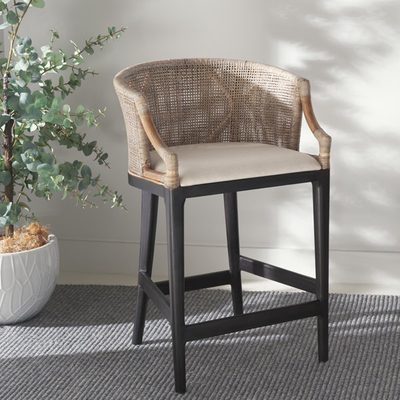 Carneshia Upholstered Solid Wood Counter Stool