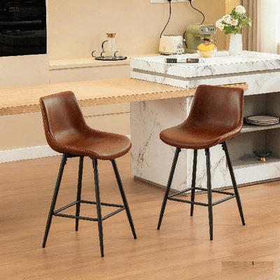 Faux Leather Modern Low Back Counter Stool