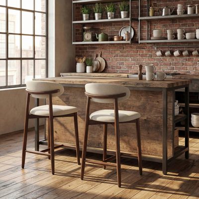 Vannie Upholstered Counter Stool with Solid Wood Frame