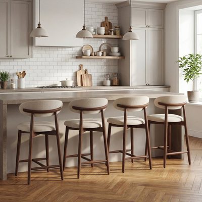 Vannie Upholstered Counter Stool with Solid Wood Frame