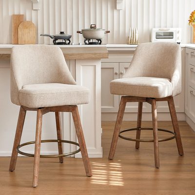 Mid-Century Modern Swivel Counter Height Bar Stools, Set of 2