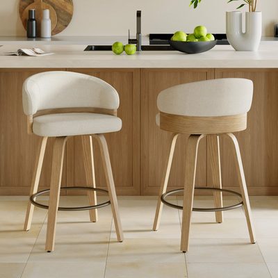26" Swivel Upholstered Counter Stool with Wood Frame