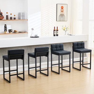 Upholstered Low Back Counter Stool with Metal Frame