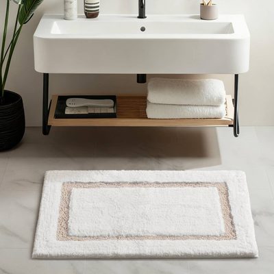 Madison Park Roan Border Soft Plush Tufted 20x32 Bath Rug