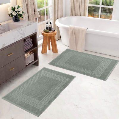 Subra 100% Cotton Reversible Greek Key Border Bath Mat Set