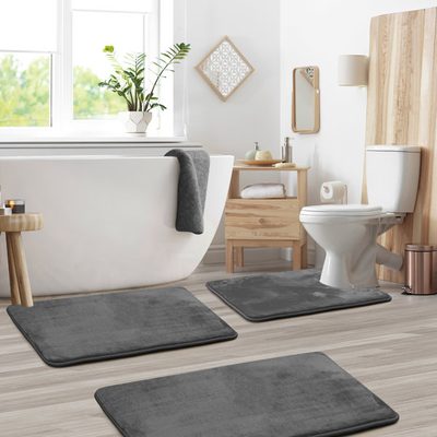 Aighan 3-Piece Ultra Soft Memory Foam Bath Rug Set