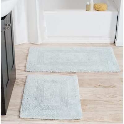 Lavish Home 2-Piece Reversible Cotton Bathroom Mat Set