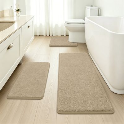 Absorbent Shaggy Bath Rug Set, Set of 3