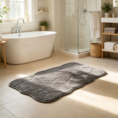 Thick Plush Microfiber Wave-Stitched Absorbent Bath Rug
