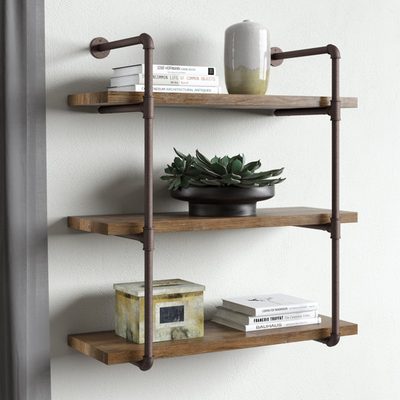 Bonnay 3-Tier Industrial Pipe Wall Shelf