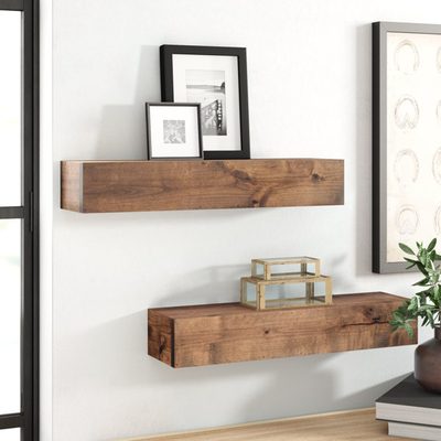 2-Piece Solid Wood Rectangle Floating Shelf