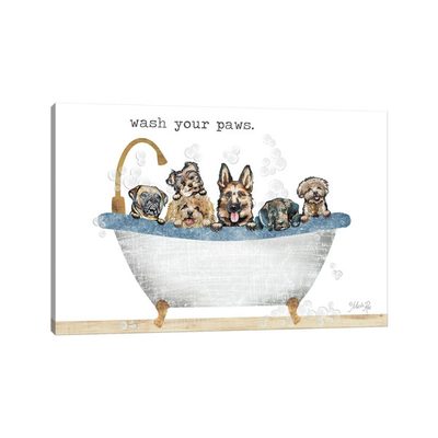 "Wash Your Paws" by Marla Rae Wrapped Canvas