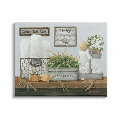 Stupell Country Washroom Still Life Stretched Canvas