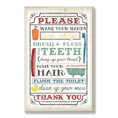"Brady Wash Your Hands" by Jennifer Pugh Print on Wood