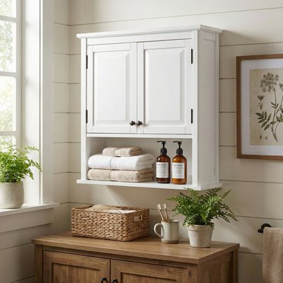 Dorset Wall-Mounted Bath Storage Cabinet with Open Shelf