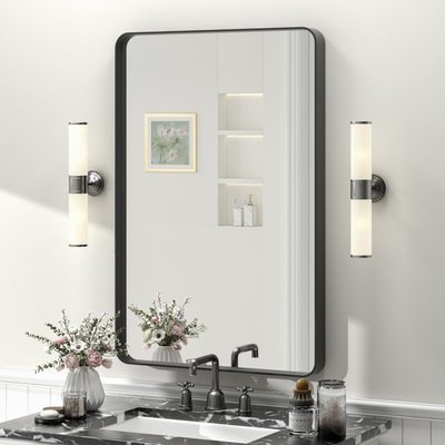 Molly Tempered Glass and Metal Framed Bathroom Vanity Mirror