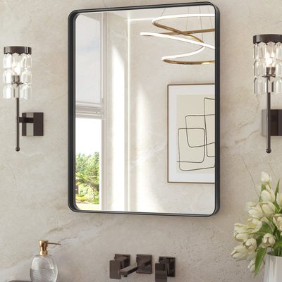Leaderville Bathroom Vanity Mirror with Tempered Glass and Aluminum Frame